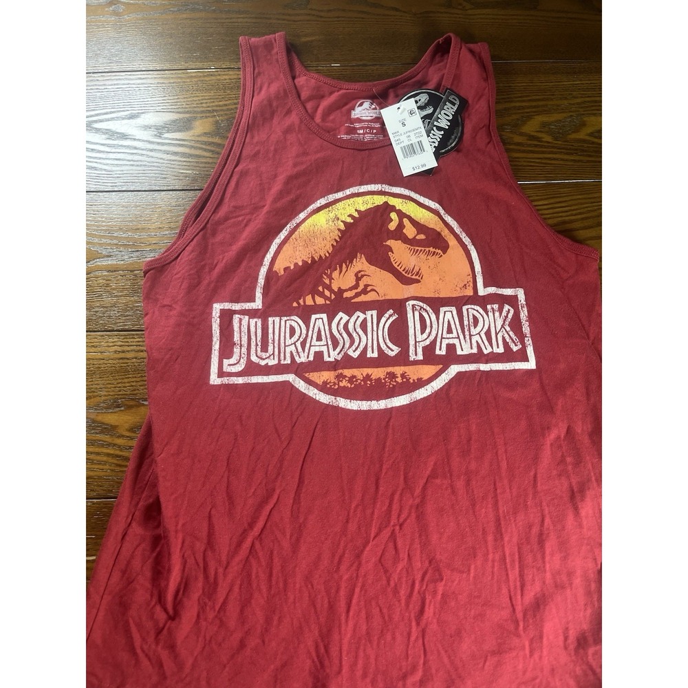 NEW JURASSIC WORLD Universal Studios Jurassic Park Red Tank Top Shirt Sz Small